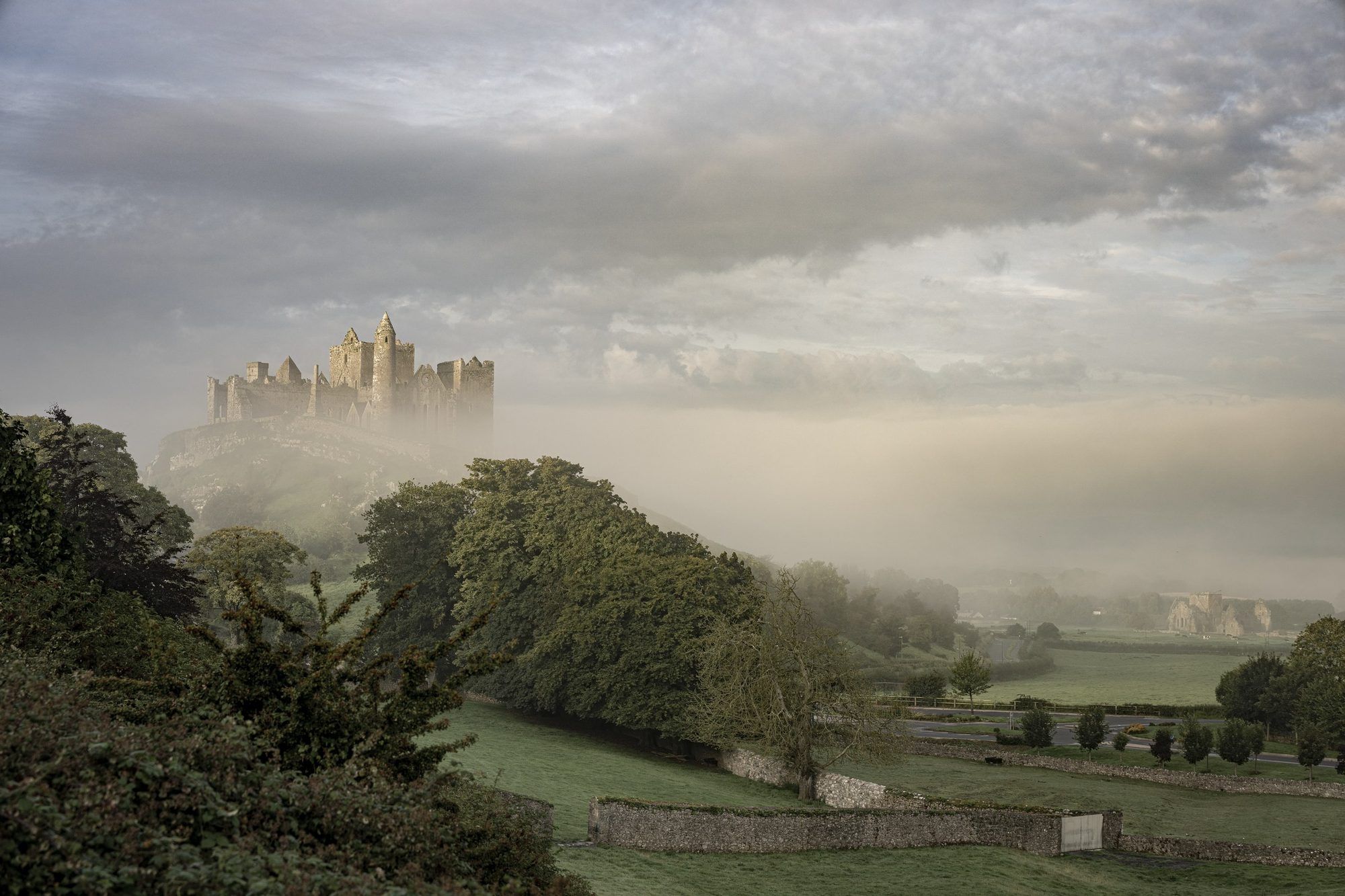 The Rock of Cashel rising out of early morning mist